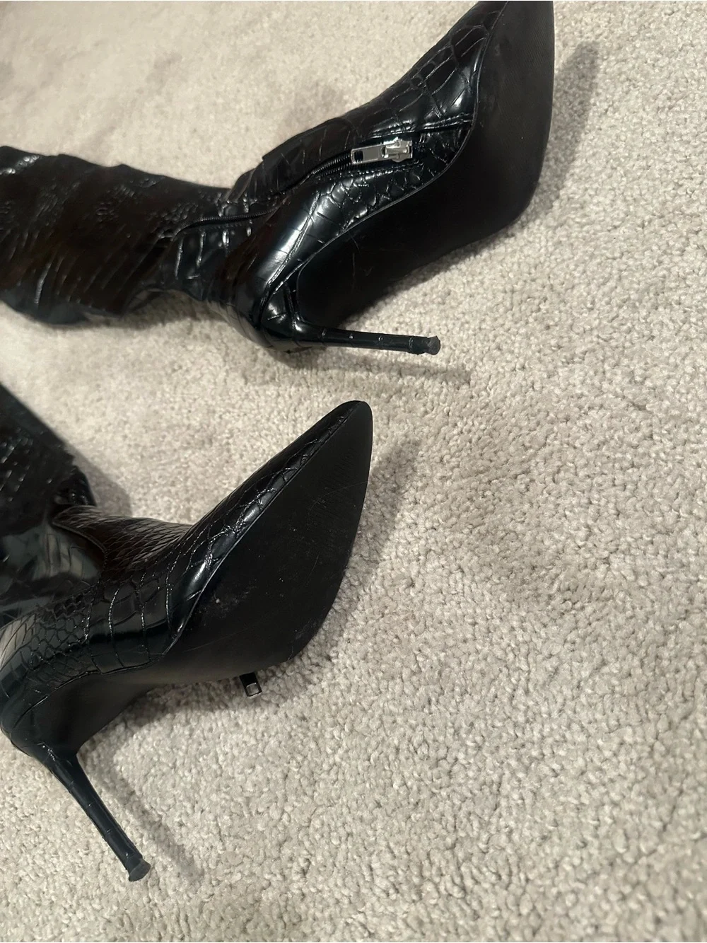 Steve Madden   Black Croc-Embossed Over-the-Knee Stiletto Boots - Women